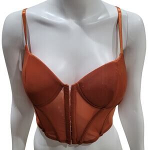 NWT SAY WHAT Orange Bustier Corset Push-Up Bra Sz Large Sexy Dopamine Sheer
